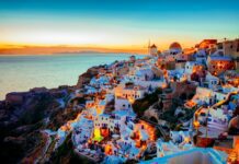 The sunset and Santorini